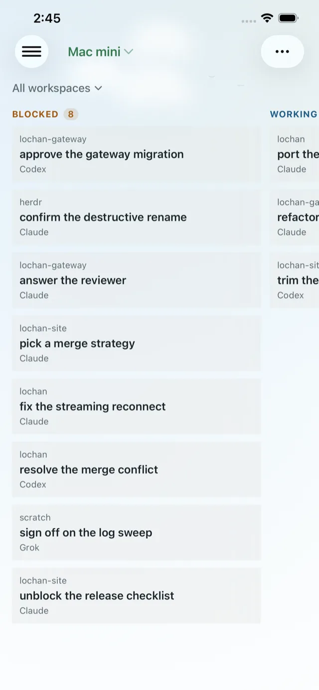 Lochan attention board of Herdr agents, blocked first